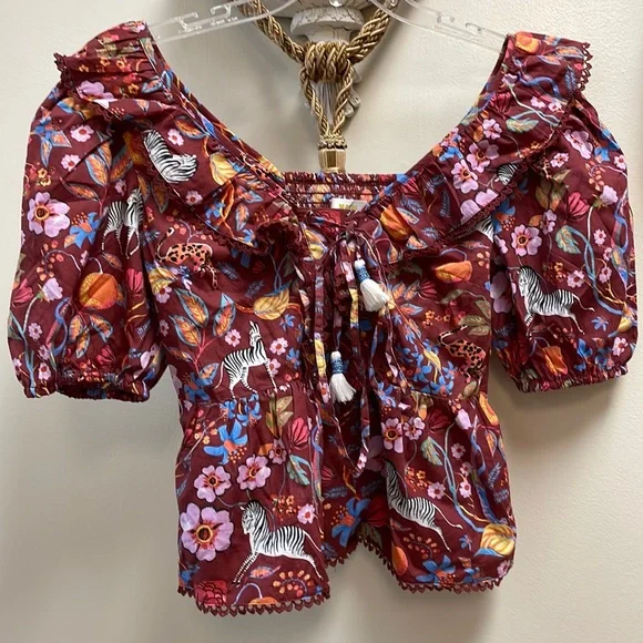 New Women’s Maeve Ruffled Tie-Front Blouse By Anthropologie!!🔥🔥🔥 - Picture 4 of 12